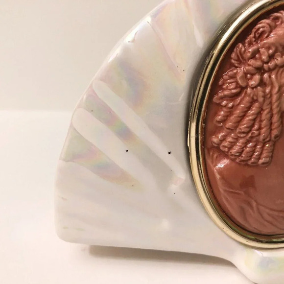 Vintage Capodimonte Fontaine Iridescent Ceramic  Napkin Holder Cameo Italy - Picture 3 of 16